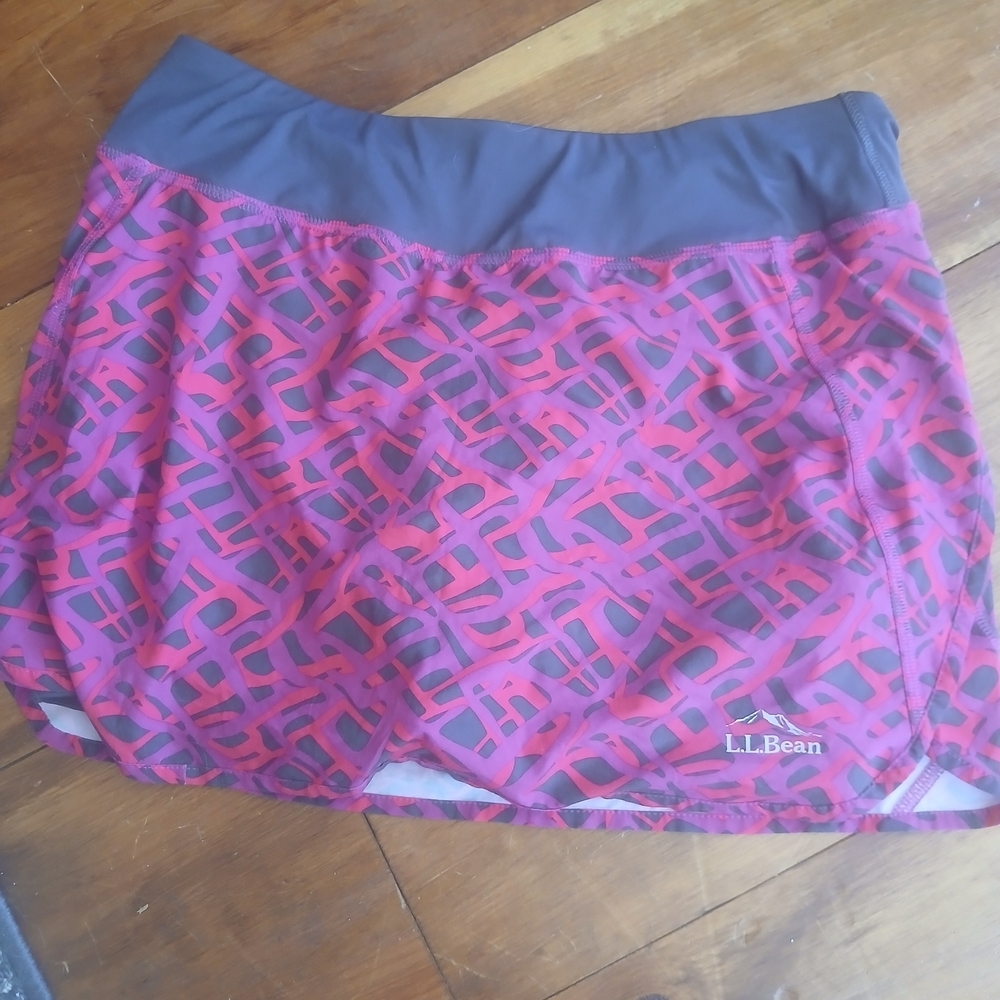 L.L.Bean Pink and Purple Patterned Skirt Sz M